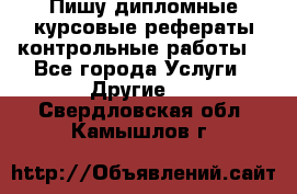 Пишу дипломные курсовые рефераты контрольные работы  - Все города Услуги » Другие   . Свердловская обл.,Камышлов г.